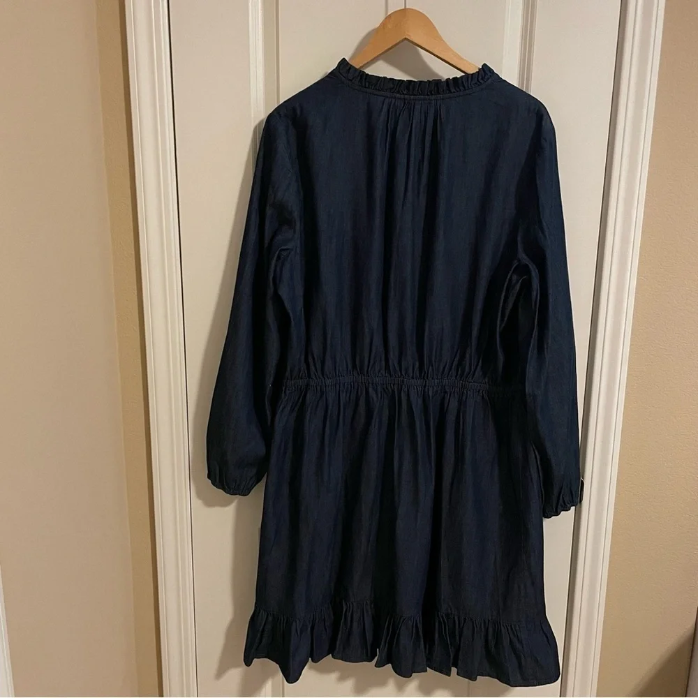 NWT Draper James Chambray Popover Dress Dark Wash Style DRD0582 Blue Size XXL